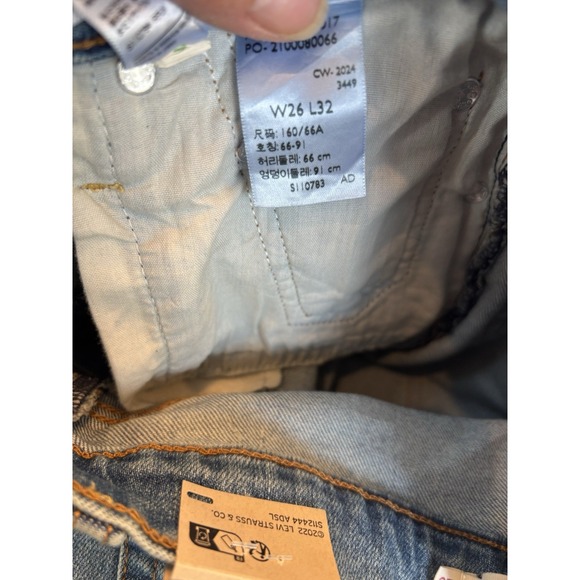Levi's Women Ribcage Super High Rise Full Length Jeans 26x32 Blue Straight Leg - Picture 14 of 16